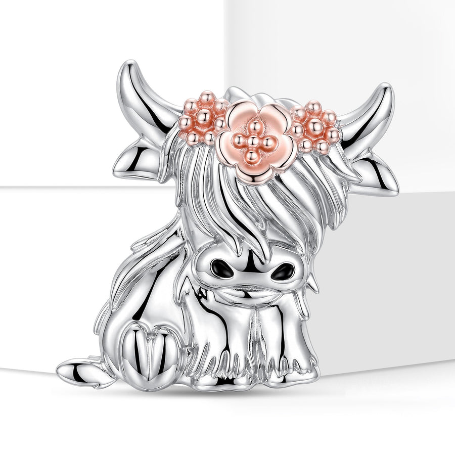 Floral Highland Cow Brooch
