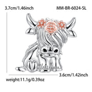Floral Highland Cow Brooch