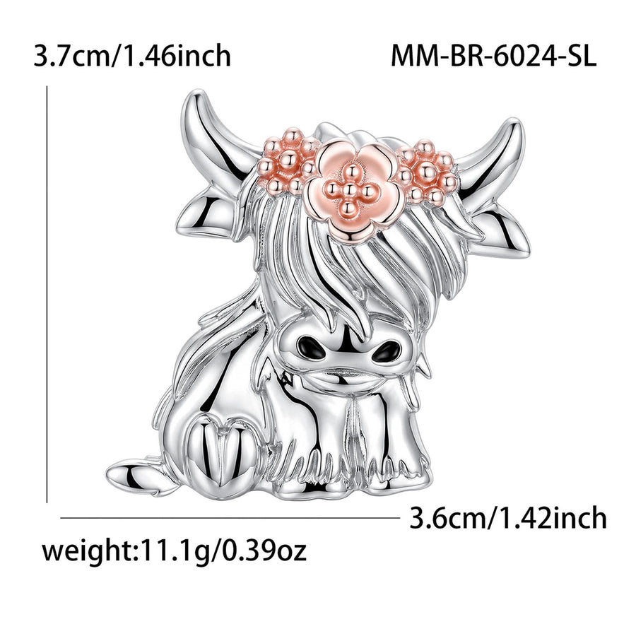 Floral Highland Cow Brooch