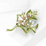Green Floral Branch Brooch