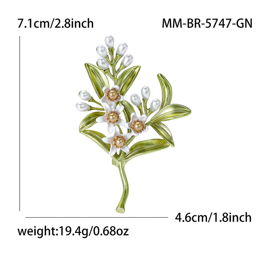 Green Floral Branch Brooch