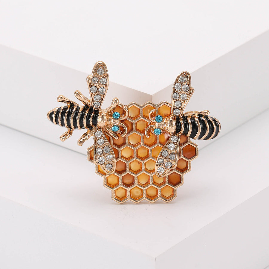 Honeycomb Bee Brooch