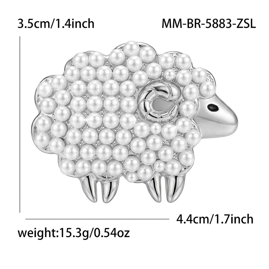 Pearl-Style Sheep Brooch