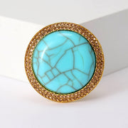Turquoise-Color Round Brooch