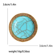 Turquoise-Color Round Brooch