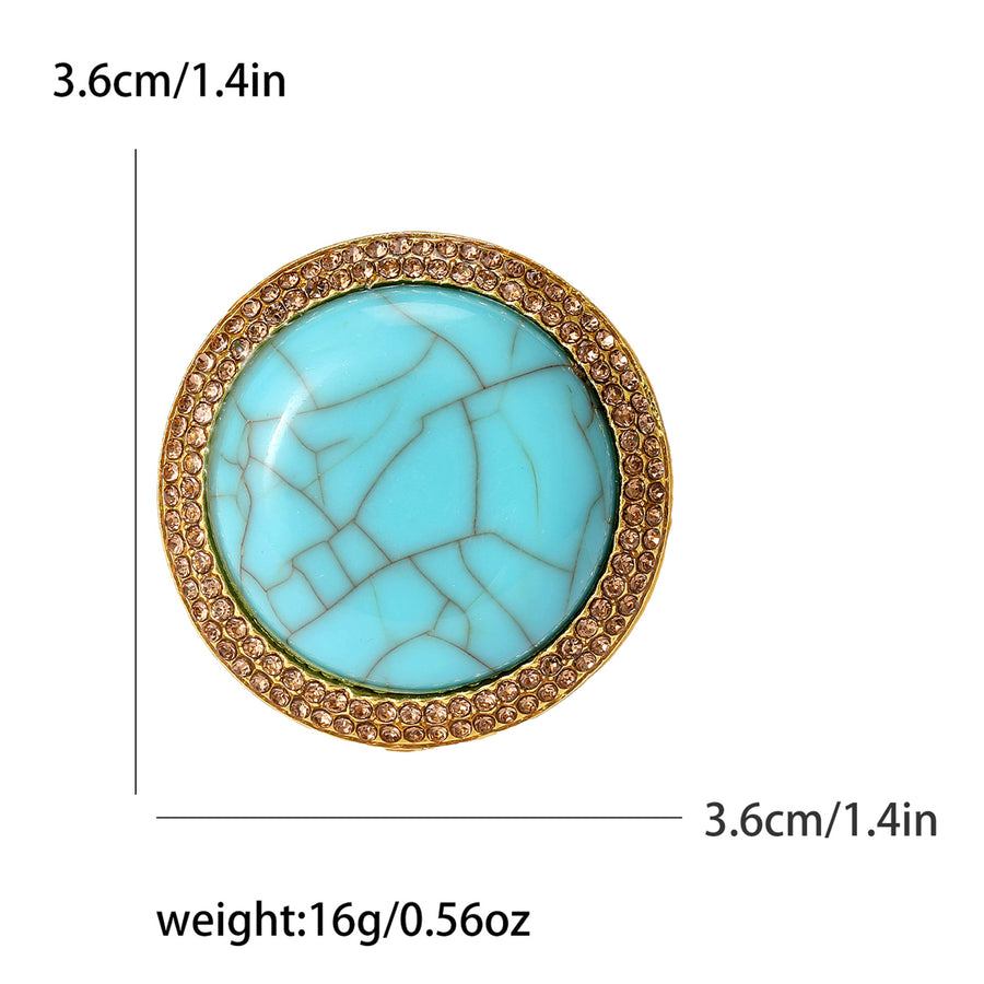 Turquoise-Color Round Brooch