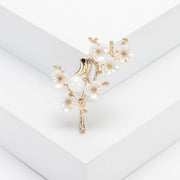 White Blossom Branch Brooch