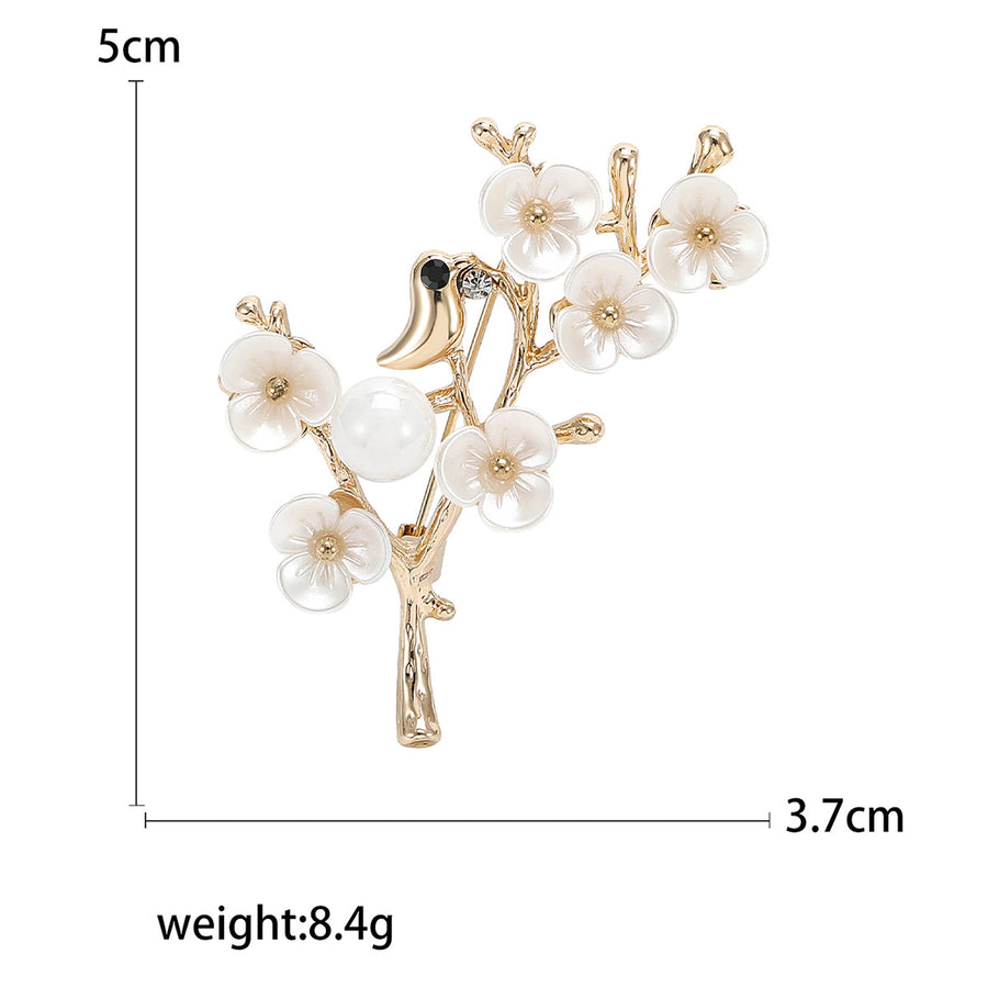White Blossom Branch Brooch